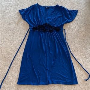 MyMichelle Blue Dress Black Floral Lace Size S